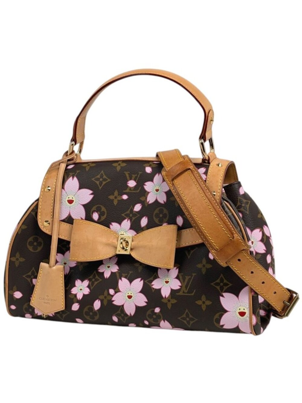 Louis Vuitton Sac Retro PM Handbag Ribbon Cherry Blossom Takashi Murakami 2-Way